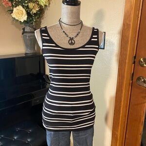 Faded Glory Black and White Striped Tank Top